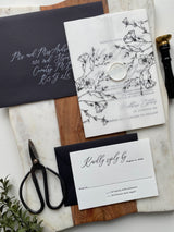 Elegant Botanical Vellum Wedding Invitation Suite