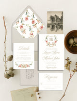 Elegant Wedding Invitation with Floral and Monogram