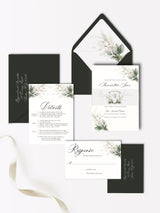 Greenery Wedding Invitation with Monogram Crest