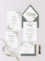 Greenery and Gold Wedding Invitation Template