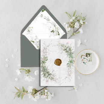 Greenery Botanical Vellum Invitation Jacket, Envelope liners