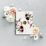 DIY Wedding Envelope Liner and Wrap, Wedding Invitation Jacket, Printable Envelope Liners, Printable Vellum, Burgundy Blush Floral Wedding