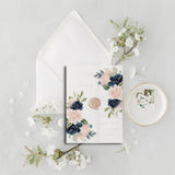 Instant Download Wedding Invitation Vellum Wrap, Wedding Invitation Jacket, Printable Vellum, Navy Blue and Blush floral Wedding Invitation