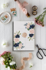 Instant Download Wedding Invitation Vellum Wrap, Wedding Invitation Jacket, Printable Vellum, Navy Blue and Blush floral Wedding Invitation