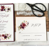 Burgundy and Blush Pink, Lace Wedding Invitation-Wedding Invitation Suite-Love of Creating Design Co.