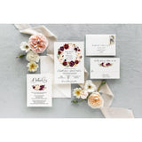 Burgundy And Blush Floral Wedding Invitation