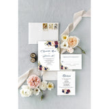 Marsala, Burgundy, Blush and Navy Floral Wedding Invitation
