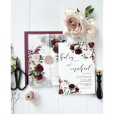Burgundy and Blush Floral Vellum Wedding Invitation