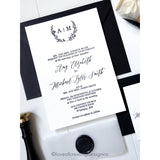 Letterpress Wedding Invitation with Vellum Band and Wax Seal