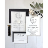 Vellum Wrap, Classic Modern Letterpress Wedding Invitation