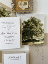 Rustic Oak Tree Wedding Invitation with Vellum Wrap and Twine