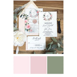 Blush Floral Letterpress Wedding Invitation with Vellum wrap