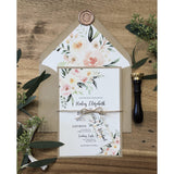 Rustic Wedding Invitation with Blush Watercolor Florals
