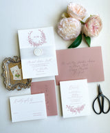 Elegant Dusty Rose Wedding Invitation Suite