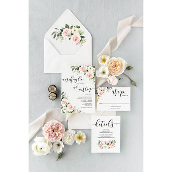 Blush Floral Wedding Invitation