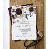 Vintage Burgundy Floral Wedding Invitation