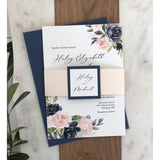 Blush and Blue Floral Wedding Invitation