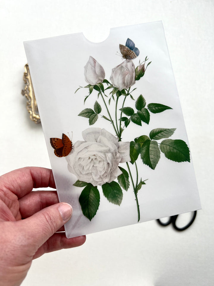 Elegant Vintage floral Vellum pocket DIY Wedding Invitation