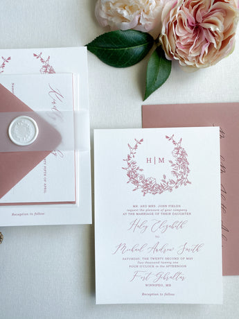 Elegant Dusty Rose Wedding Invitation Suite