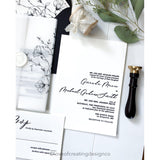 Classic Letterpress Wedding Invitation with Vellum Band
