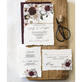 Vintage Burgundy Floral Wedding Invitation