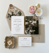 Vintage Floral Wedding Invitation with Vellum Wrap and Twine