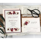 Burgundy and Blush Pink, Lace Wedding Invitation-Wedding Invitation Suite-Love of Creating Design Co.