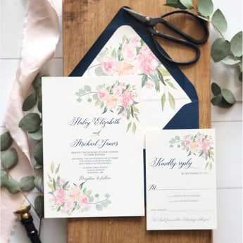 Blush Pink Floral Wedding Invitation