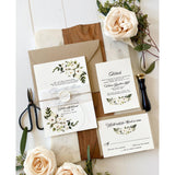 White Floral Letterpress Wedding Invitation Set