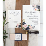 Blush and Blue Floral Wedding Invitation
