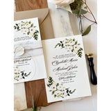 White Floral Letterpress Wedding Invitation Set