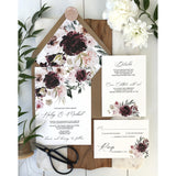 Burgundy Vintage Floral Wedding Invitation