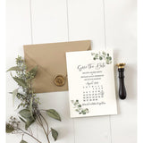Letterpress Greenery Save the Date Card