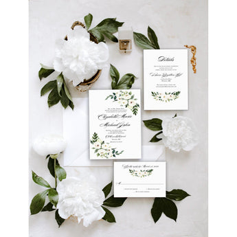 Elegant White Floral Wedding Invitation