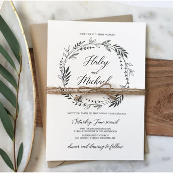 Rustic Wedding Invitation, Greenery-Wedding Invitation Suite-Love of Creating Design Co.