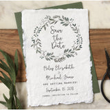 Greenery Save The Date, Handmade Paper