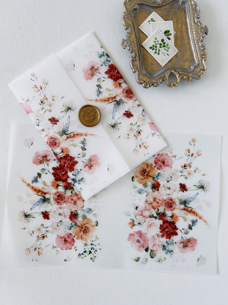 Wildflower Botanical Vellum Wrap Jacket for DIY Wedding Invitation