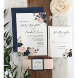 Blush and Blue Floral Wedding Invitation