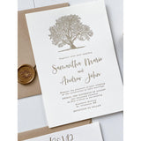 Oak Tree Letterpress Wedding Invitation