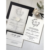 Vellum Wrap, Classic Modern Letterpress Wedding Invitation