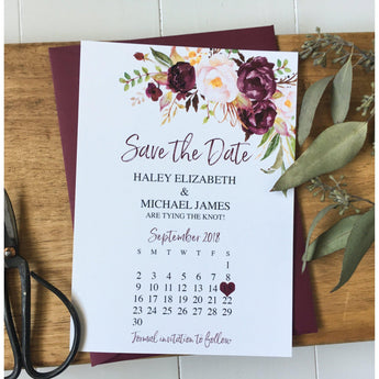 Marsala Save the Date, Wedding Crest, Floral-Save the Date-Love of Creating Design Co.
