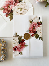 Vintage Floral Vellum Wrap Jacket for DIY Wedding Invitation
