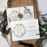 Rustic Greenery Save the Date Card, Vellum Wrap