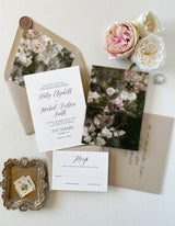 Vintage Floral Wedding Invitation with Vellum Wrap and Twine