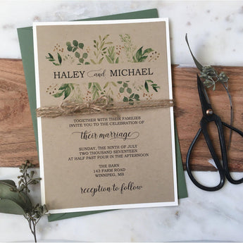 Rustic Greenery, Kraft Wedding Invitation-Wedding Invitation Suite-Love of Creating Design Co.