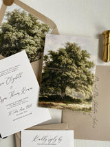 Rustic Oak Tree Wedding Invitation with Vellum Wrap and Twine