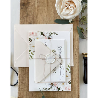 Elegant Romantic Blush Floral Letterpress Wedding Invitation Set