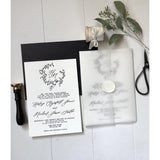 Vellum Wrap, Classic Modern Letterpress Wedding Invitation