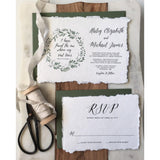 Handmade Cotton Greenery Wedding Invitation-Wedding Invitation Suite-Love of Creating Design Co.