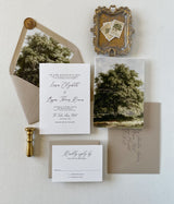 Rustic Oak Tree Wedding Invitation with Vellum Wrap and Twine